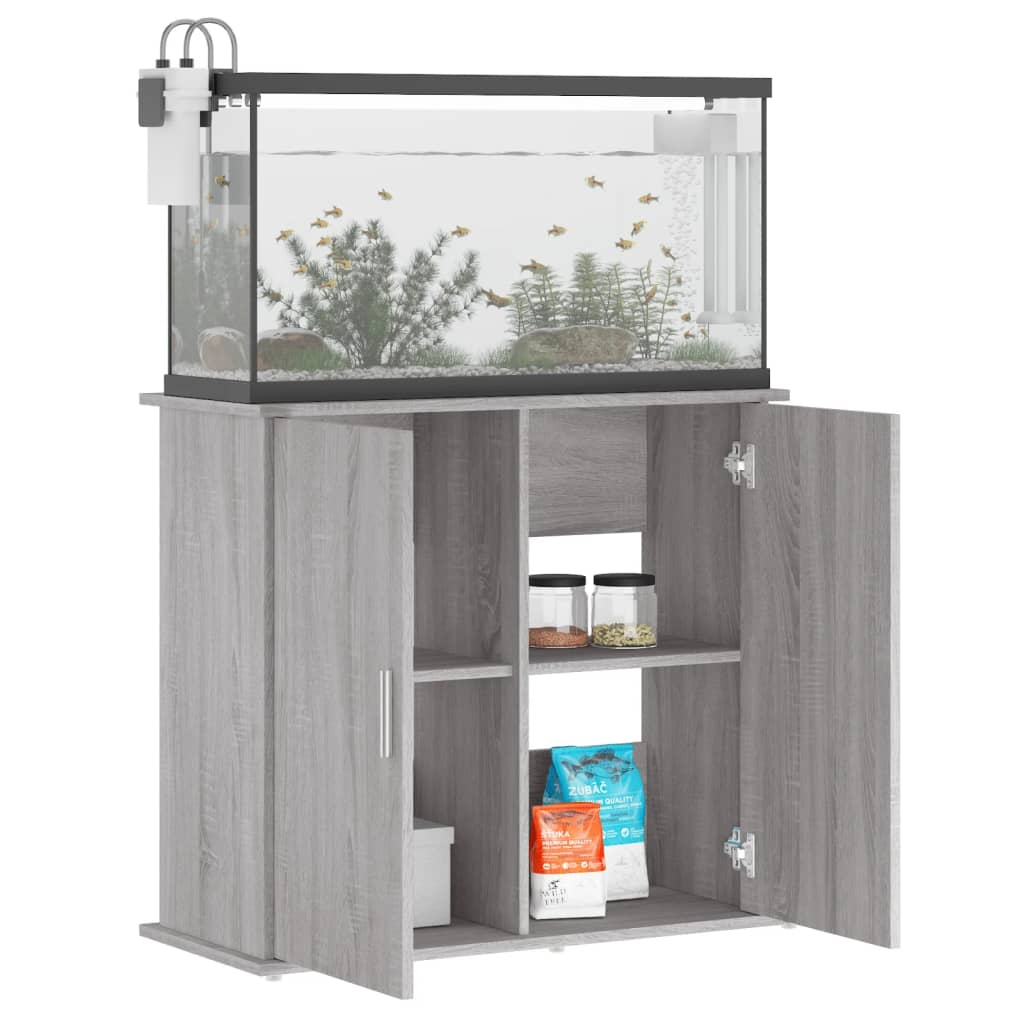 vidaXL Support pour aquarium sonoma gris 81x36x73 cm bois d'ingénierie