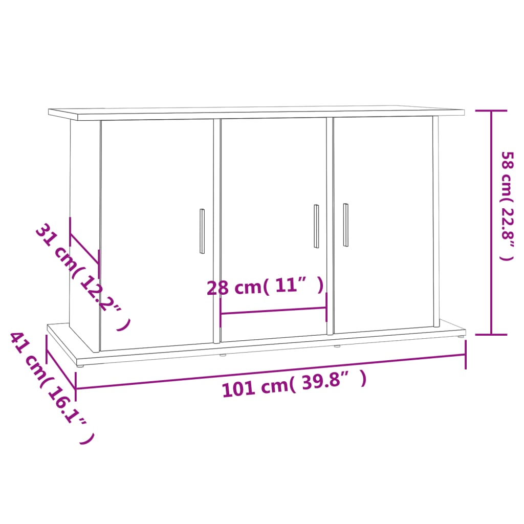vidaXL Support pour aquarium chêne fumé 101x41x58 cm bois d'ingénierie