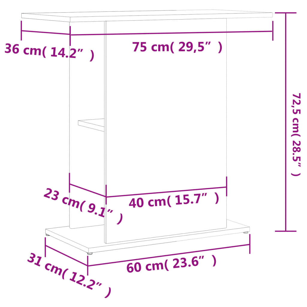 vidaXL Support d'aquarium sonoma gris 75x36x72,5 cm bois d'ingénierie