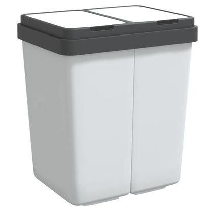 vidaXL Poubelle double blanc 2x25 L
