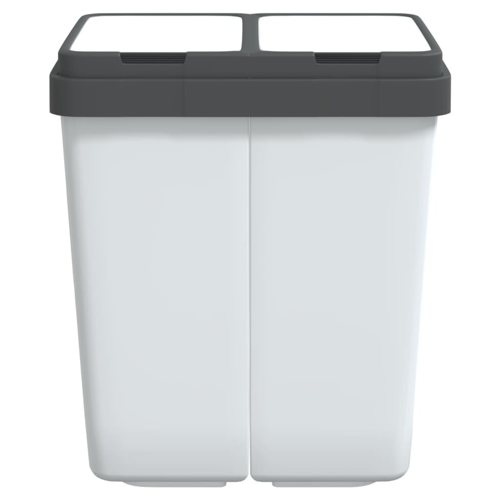 vidaXL Poubelle double blanc 2x25 L