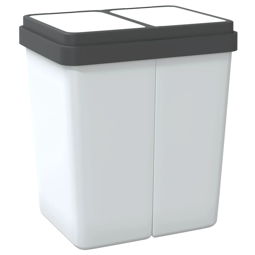 vidaXL Poubelle double blanc 2x25 L