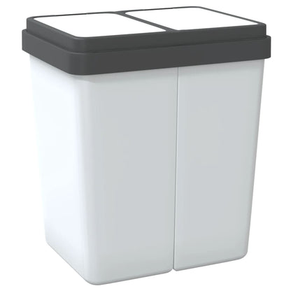 vidaXL Poubelle double blanc 2x25 L