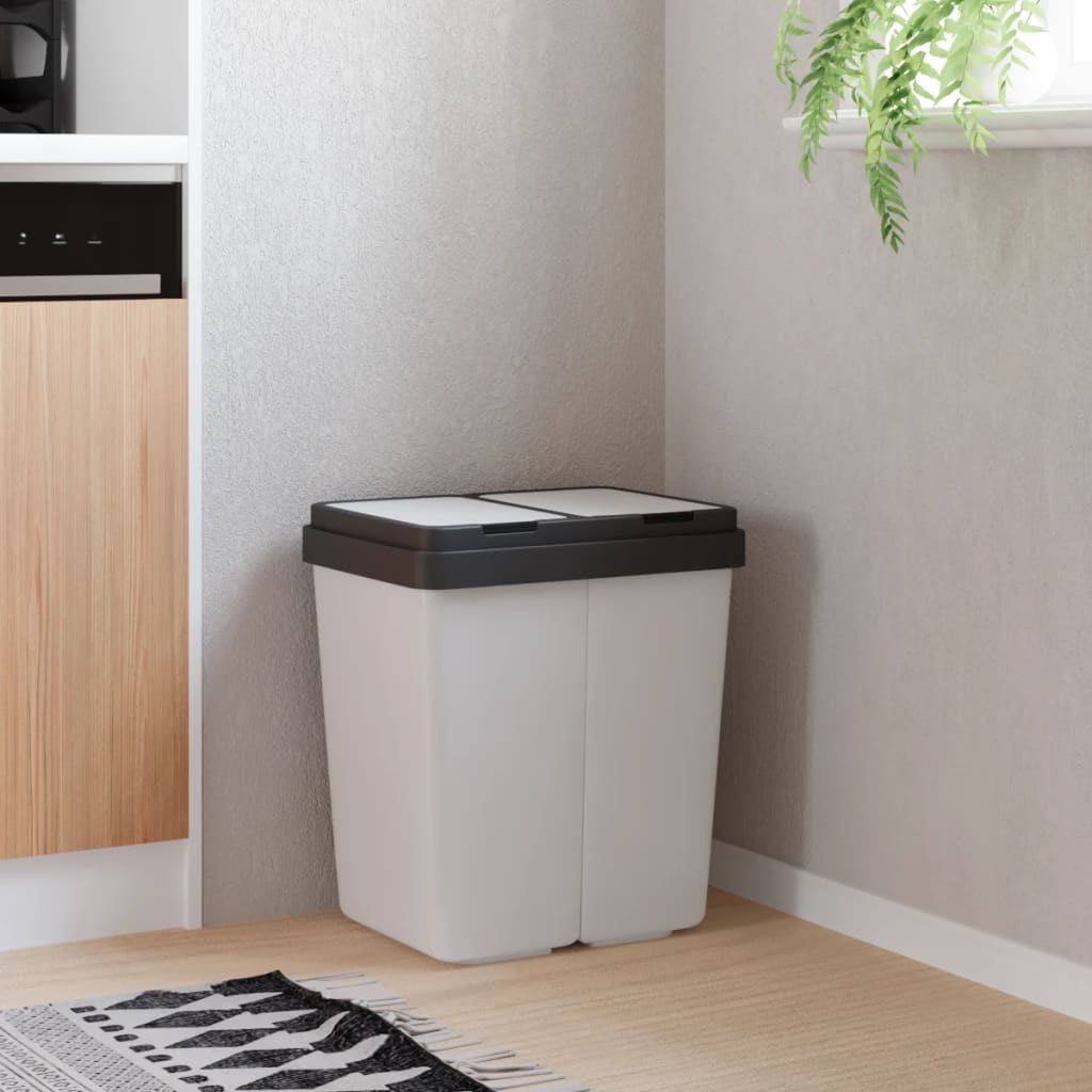vidaXL Poubelle double blanc 2x25 L