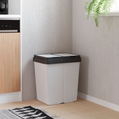 vidaXL Poubelle double blanc 2x25 L