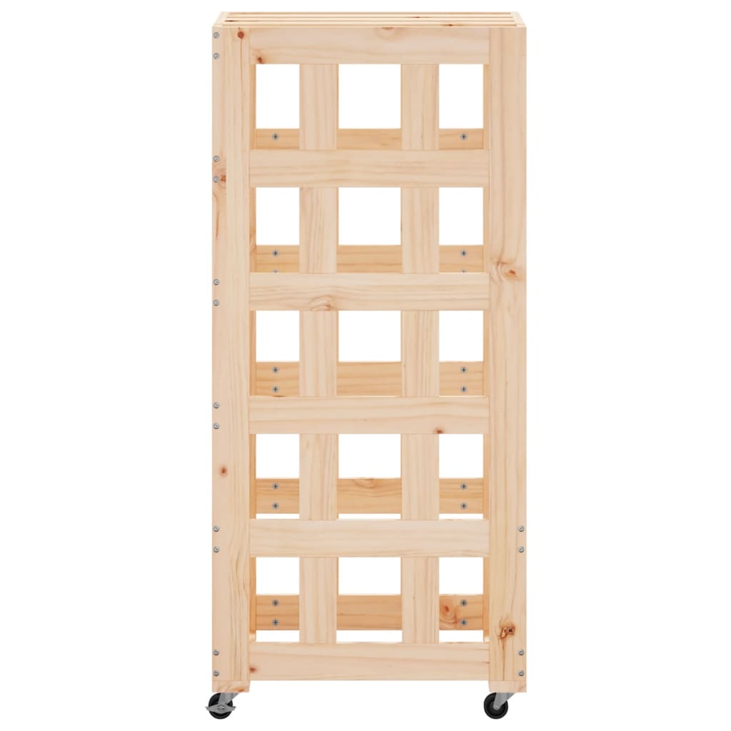 vidaXL Porte-bûches avec roulettes 40x49x110 cm bois massif de pin