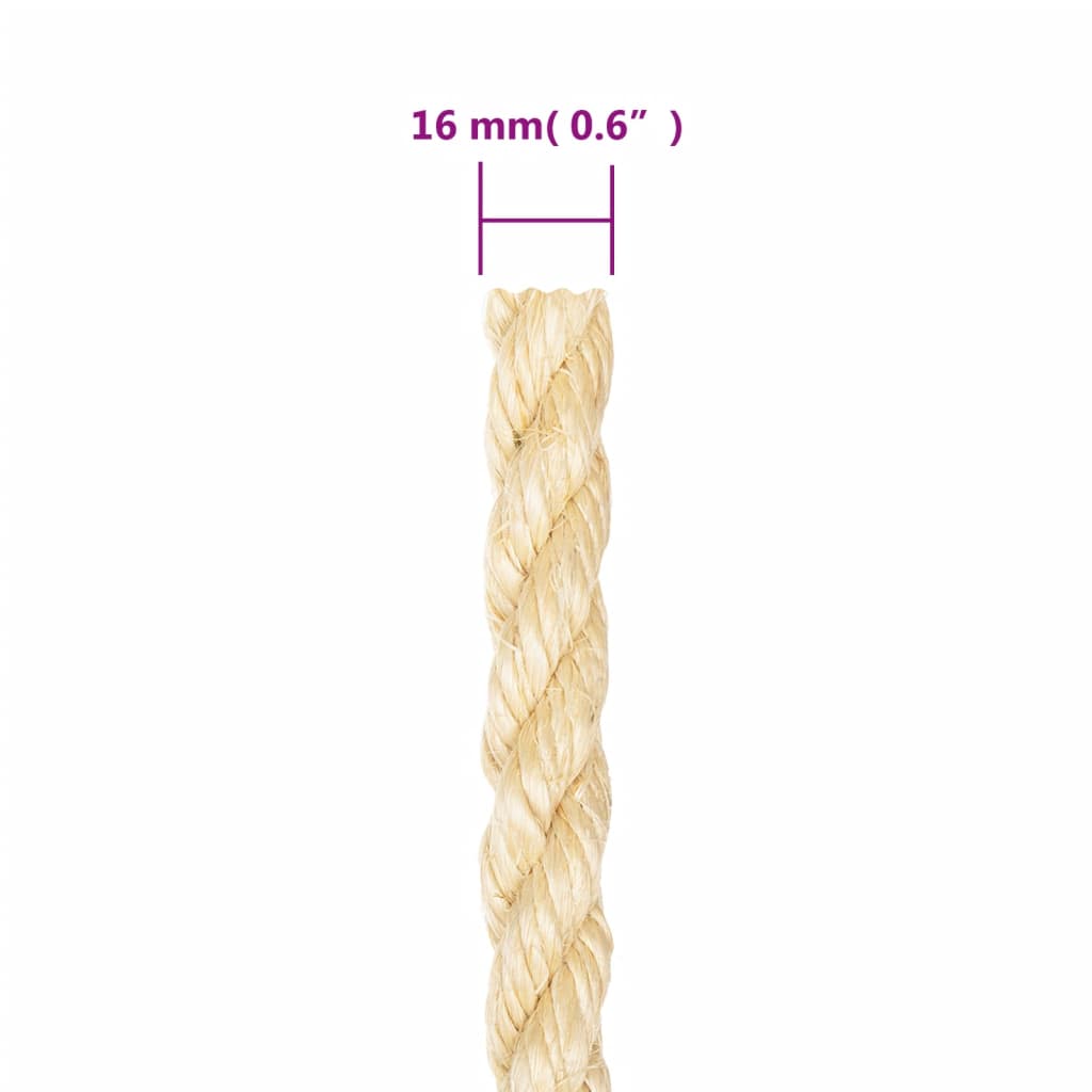 vidaXL Corde 100 % sisal 16 mm 25 m