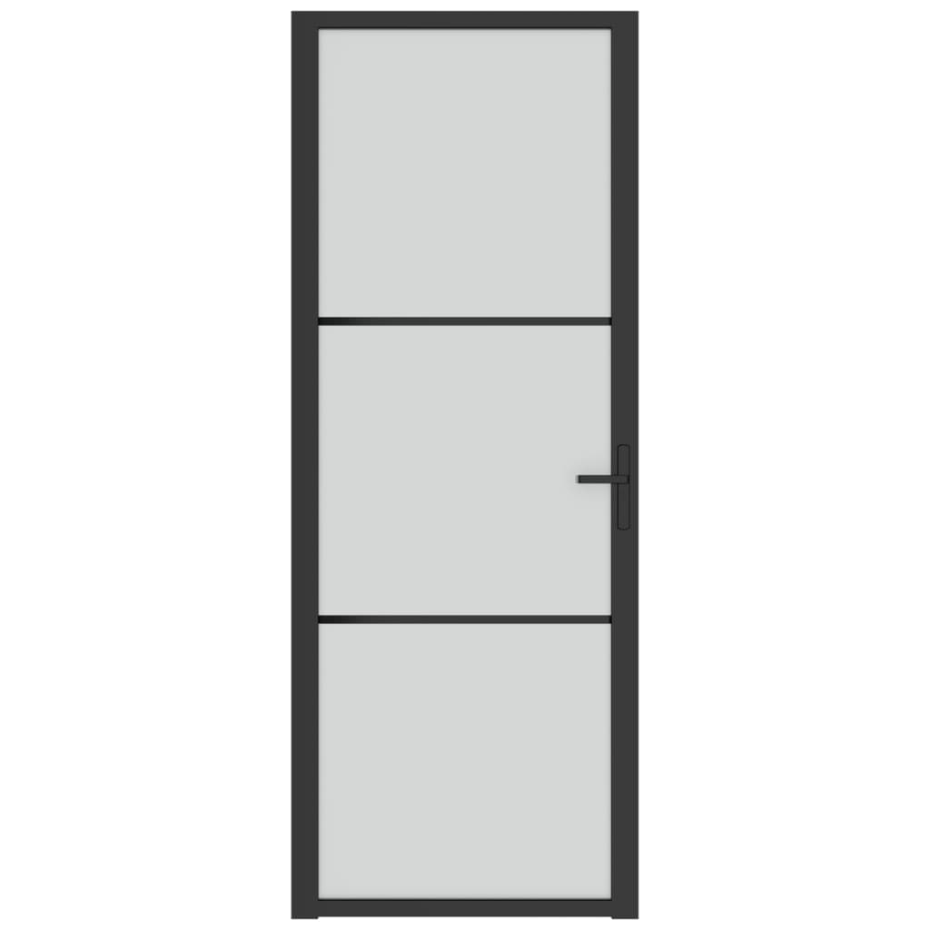 vidaXL Porte intérieure 76x201,5 cm Noir Verre mat et aluminium