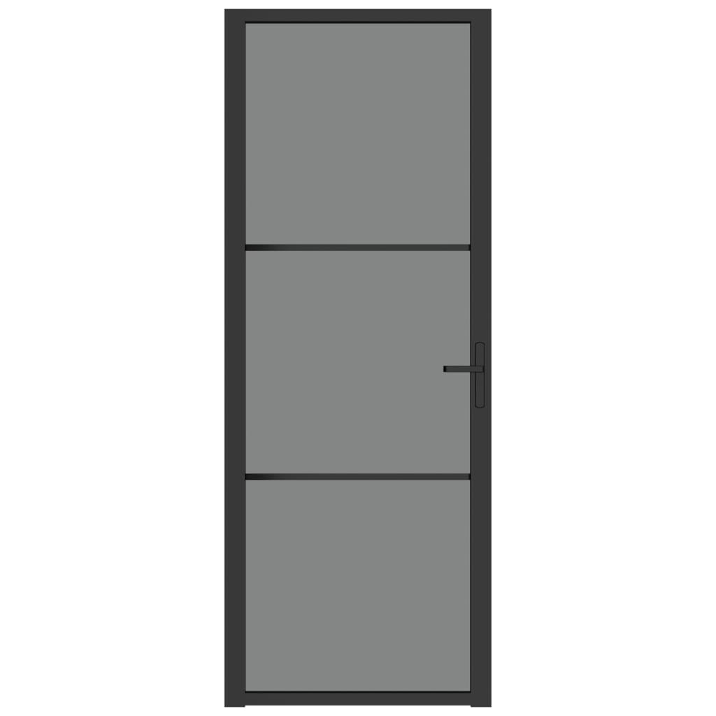 vidaXL Porte intérieure 76x201,5 cm Noir Verre ESG et aluminium