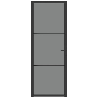 vidaXL Porte intérieure 76x201,5 cm Noir Verre ESG et aluminium