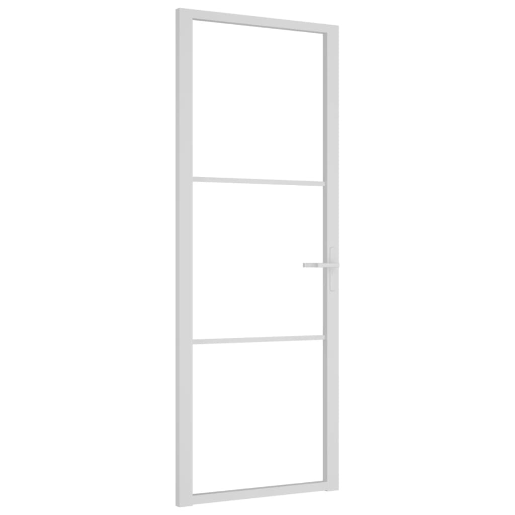 vidaXL Porte intérieure 76x201,5 cm Blanc Verre ESG et aluminium