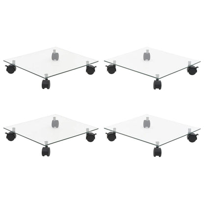 vidaXL Supports roulants à plantes 4 pcs 35x35 cm Carré Verre trempé