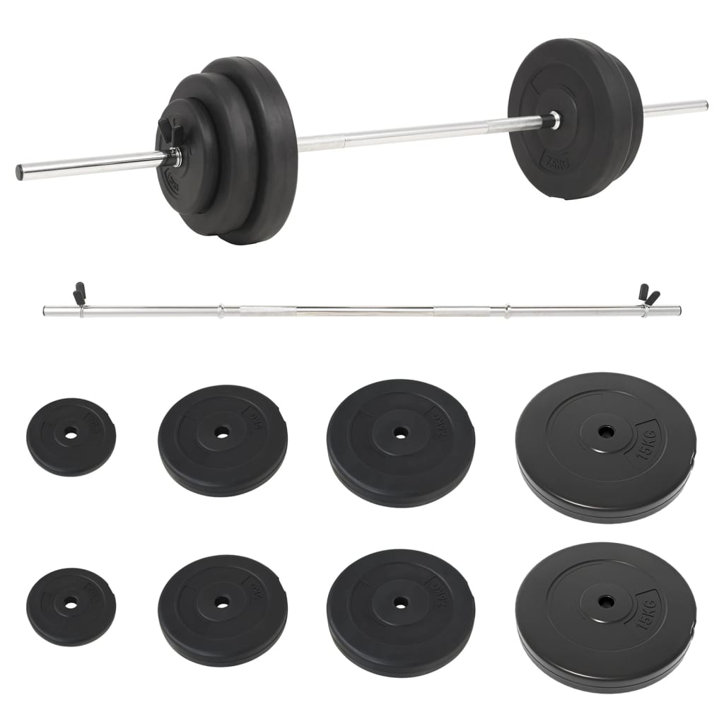vidaXL Barre d'haltères avec plaques 60 kg