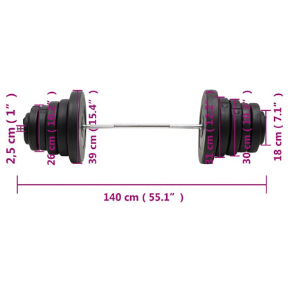 vidaXL Barre d'haltères avec plaques 90 kg