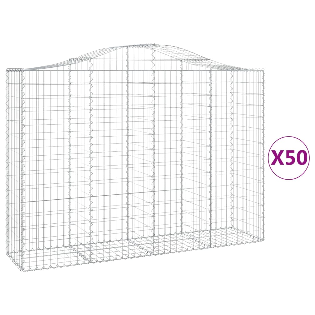 vidaXL Paniers à gabions arqués 50 pcs 200x50x140/160 cm Fer galvanisé