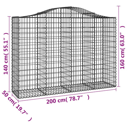 vidaXL Paniers à gabions arqués 50 pcs 200x50x140/160 cm Fer galvanisé