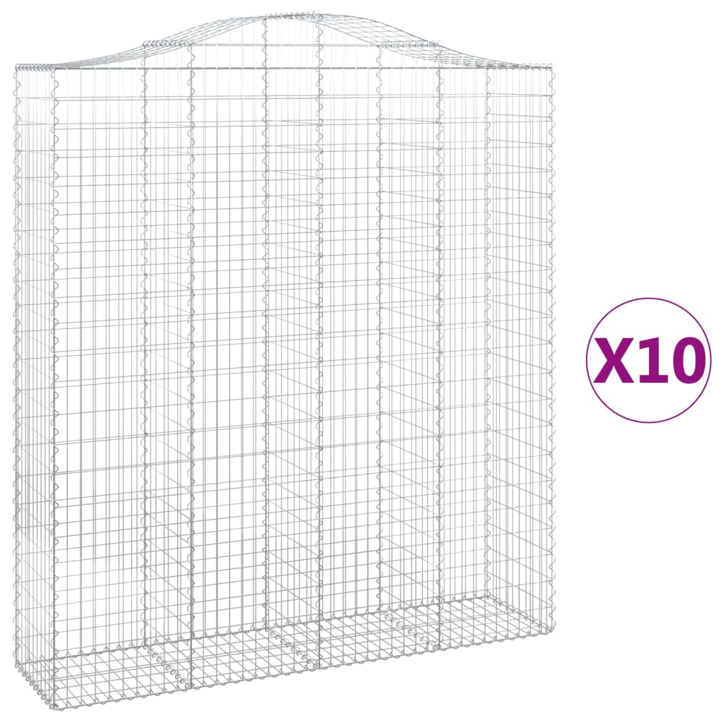vidaXL Paniers à gabions arqués 10 pcs 200x50x220/240 cm Fer galvanisé