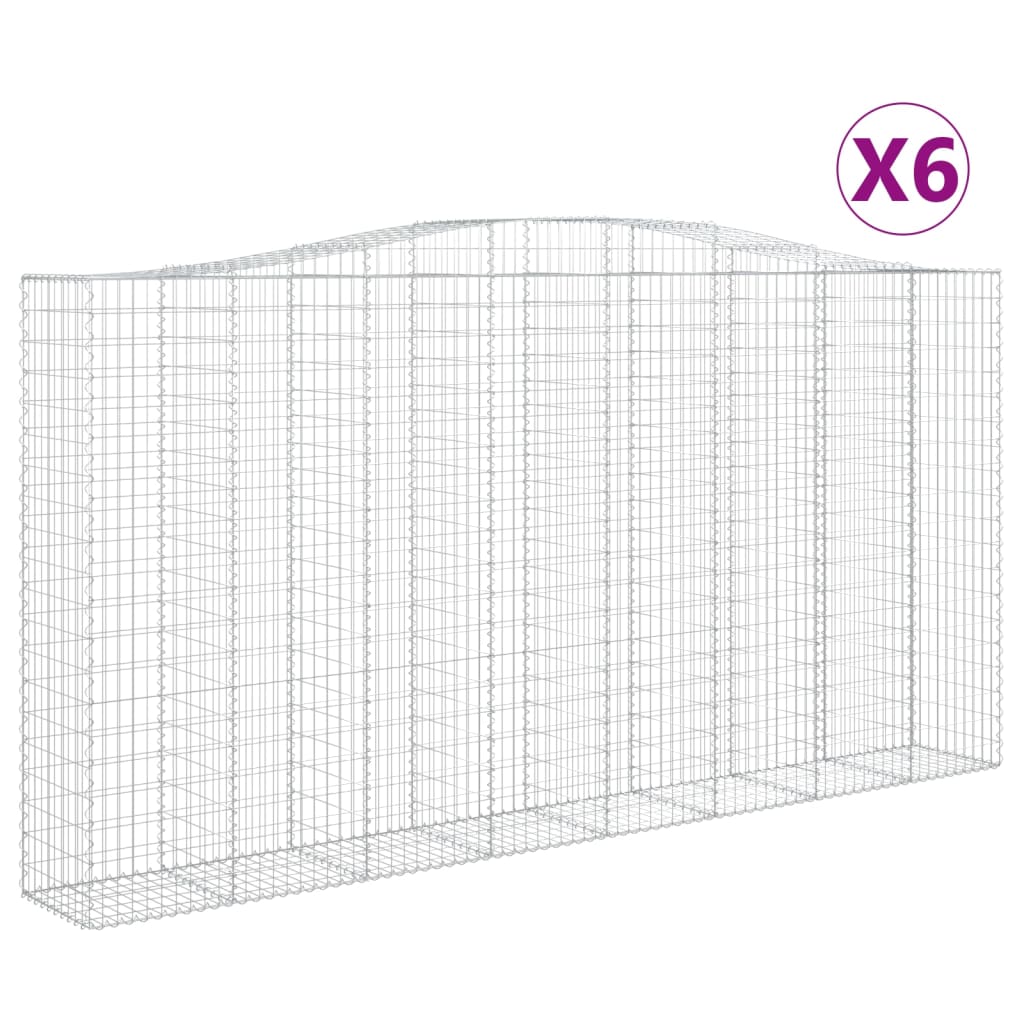 vidaXL Paniers à gabions arqués 6 pcs 400x50x200/220 cm Fer galvanisé