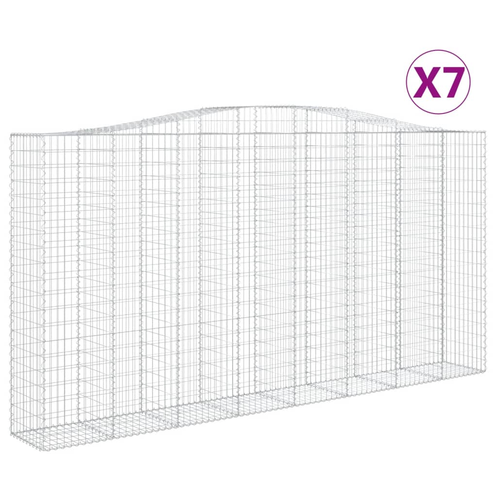 vidaXL Paniers à gabions arqués 7 pcs 400x50x200/220 cm Fer galvanisé