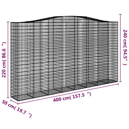 vidaXL Paniers à gabions arqués 10 pcs 400x50x220/240 cm Fer galvanisé