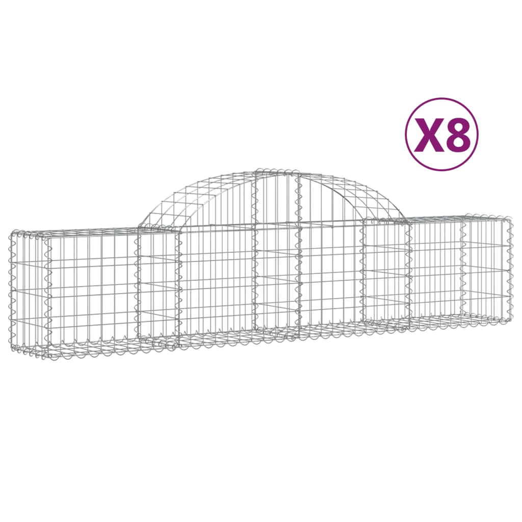 vidaXL Paniers à gabions arqués 8 pcs 200x30x40/60 cm Fer galvanisé
