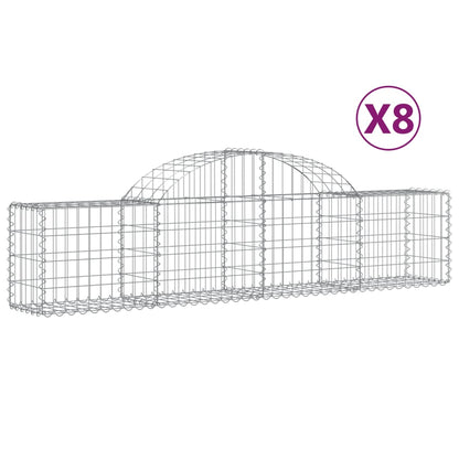 vidaXL Paniers à gabions arqués 8 pcs 200x30x40/60 cm Fer galvanisé