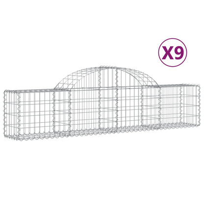 vidaXL Paniers à gabions arqués 9 pcs 200x30x40/60 cm Fer galvanisé