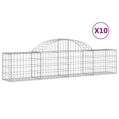 vidaXL Paniers à gabions arqués 10 pcs 200x30x40/60 cm Fer galvanisé
