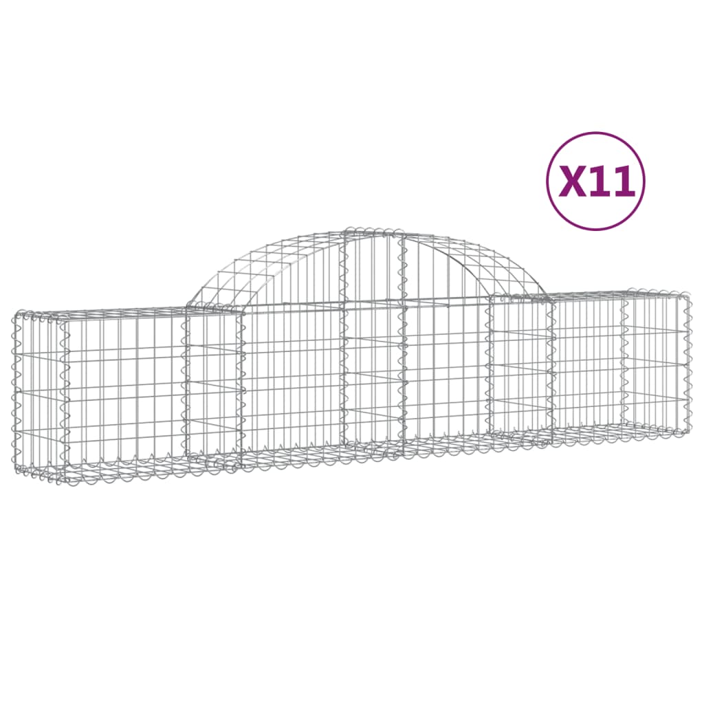 vidaXL Paniers à gabions arqués 11 pcs 200x30x40/60 cm Fer galvanisé