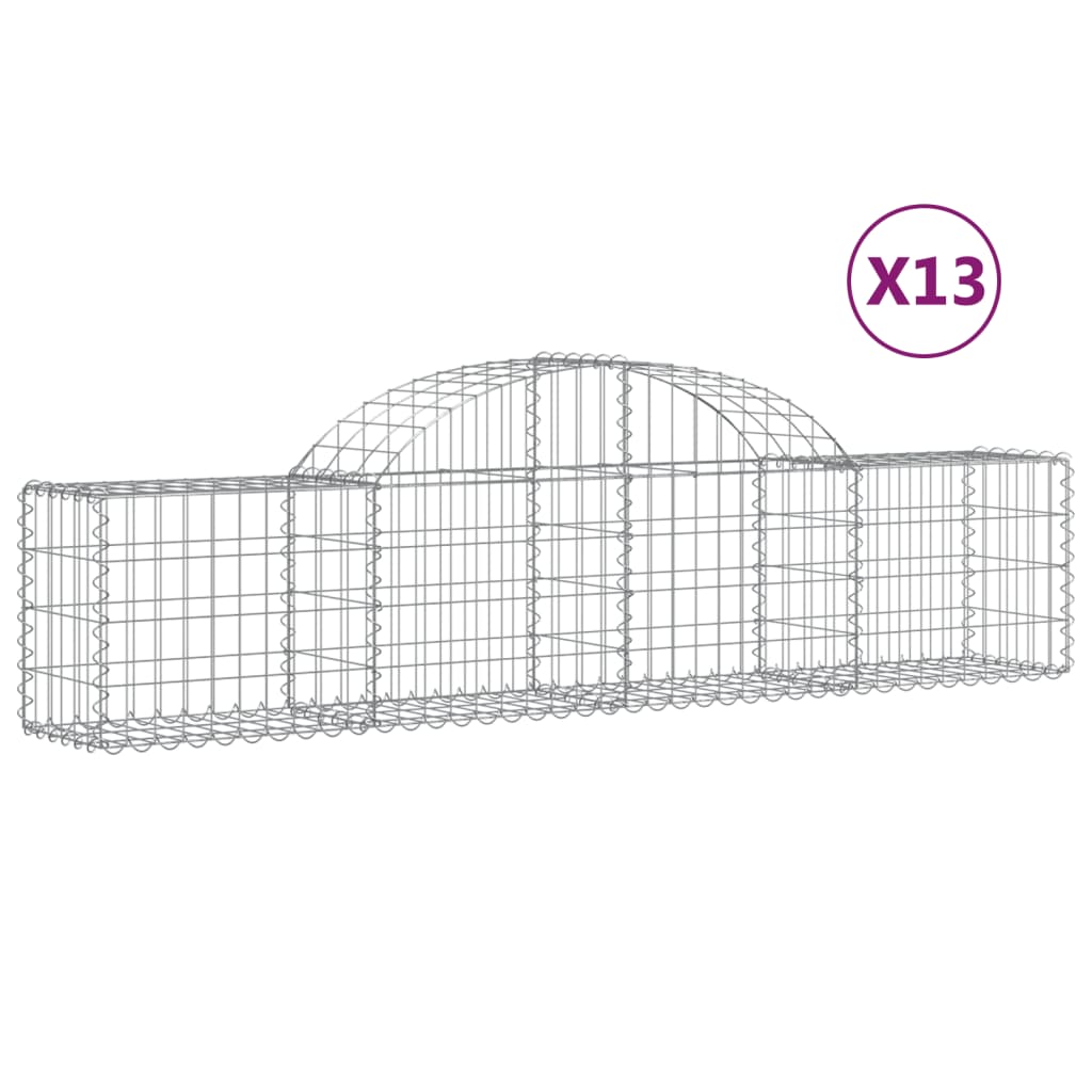 vidaXL Paniers à gabions arqués 13 pcs 200x30x40/60 cm Fer galvanisé