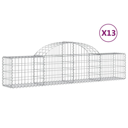 vidaXL Paniers à gabions arqués 13 pcs 200x30x40/60 cm Fer galvanisé