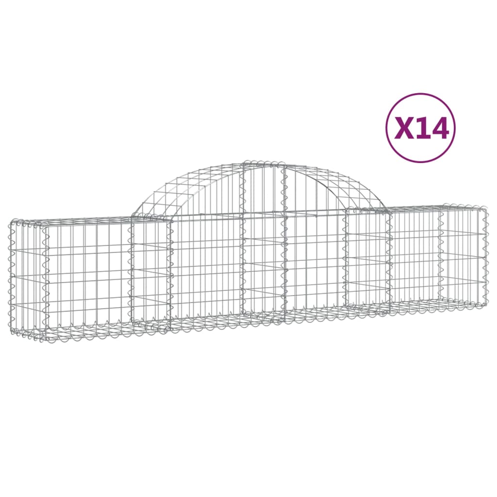 vidaXL Paniers à gabions arqués 14 pcs 200x30x40/60 cm Fer galvanisé