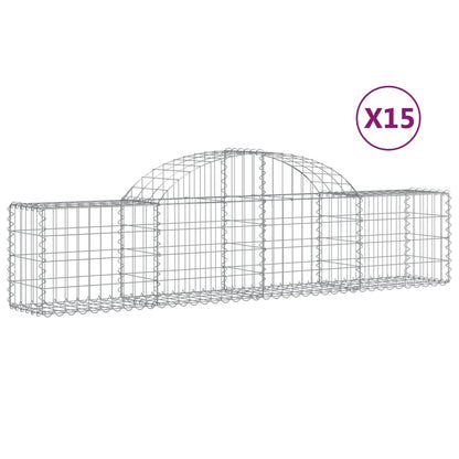 vidaXL Paniers à gabions arqués 15 pcs 200x30x40/60 cm Fer galvanisé