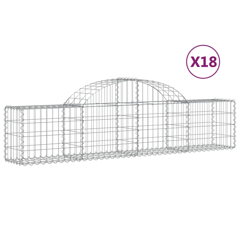 vidaXL Paniers à gabions arqués 18 pcs 200x30x40/60 cm Fer galvanisé