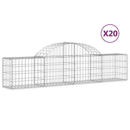 vidaXL Paniers à gabions arqués 20 pcs 200x30x40/60 cm Fer galvanisé