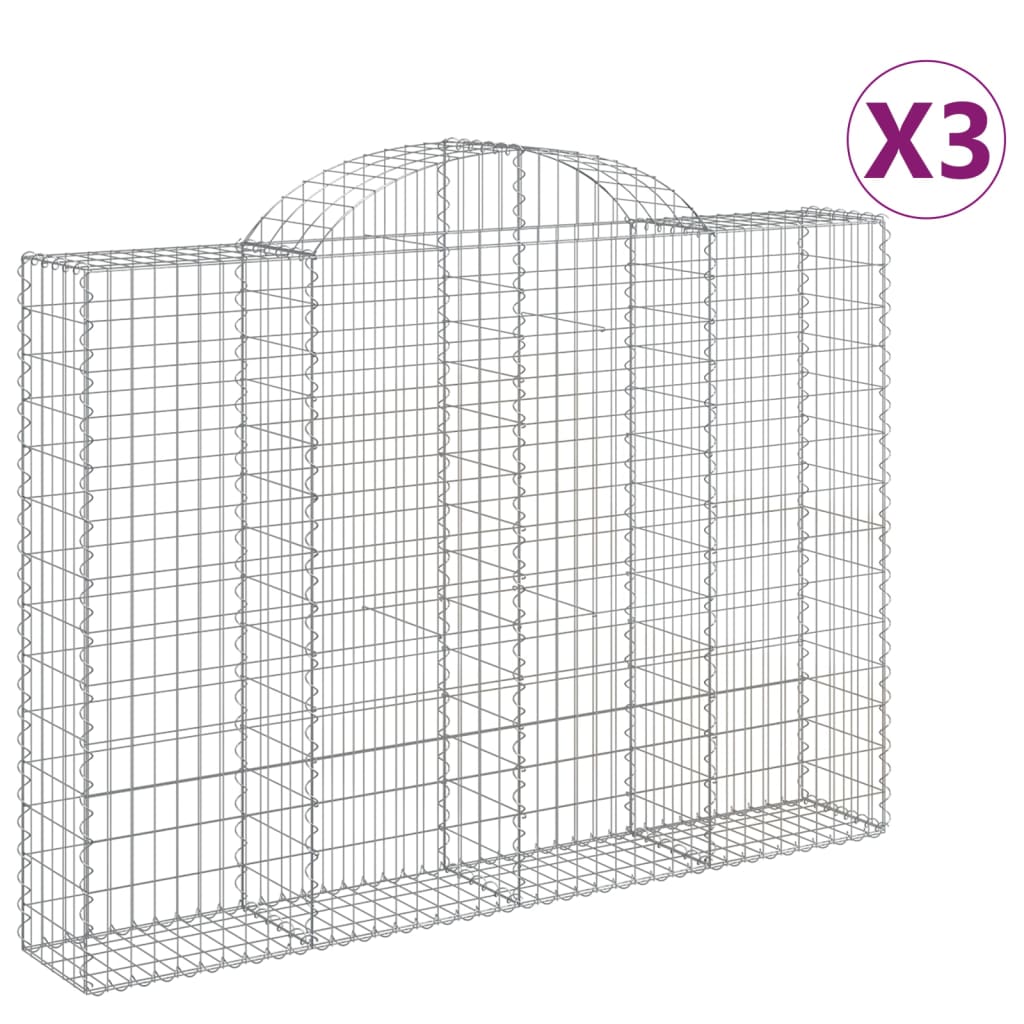 vidaXL Paniers à gabions arqués 3 pcs 200x30x140/160 cm Fer galvanisé