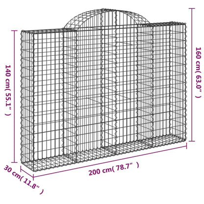 vidaXL Paniers à gabions arqués 3 pcs 200x30x140/160 cm Fer galvanisé