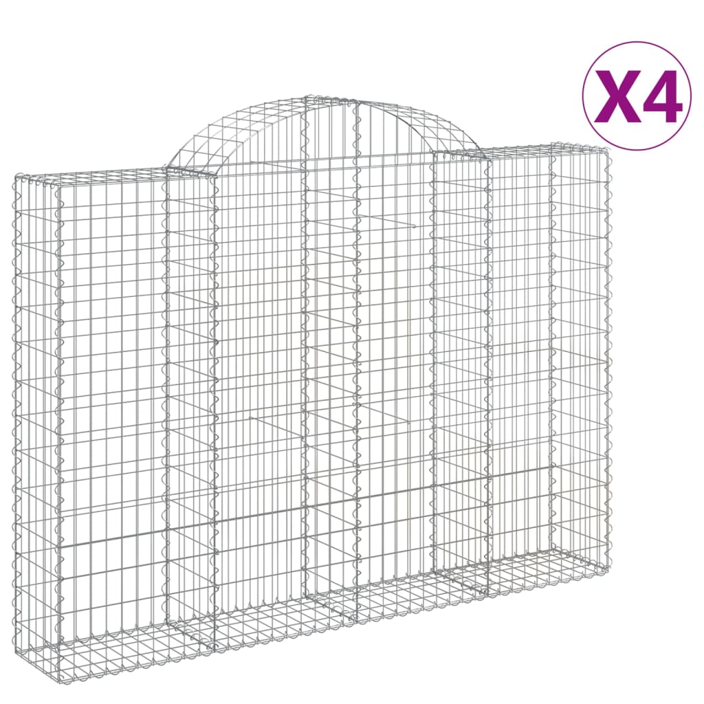 vidaXL Paniers à gabions arqués 4 pcs 200x30x140/160 cm Fer galvanisé
