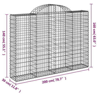 vidaXL Paniers à gabions arqués 9 pcs 200x30x140/160 cm Fer galvanisé