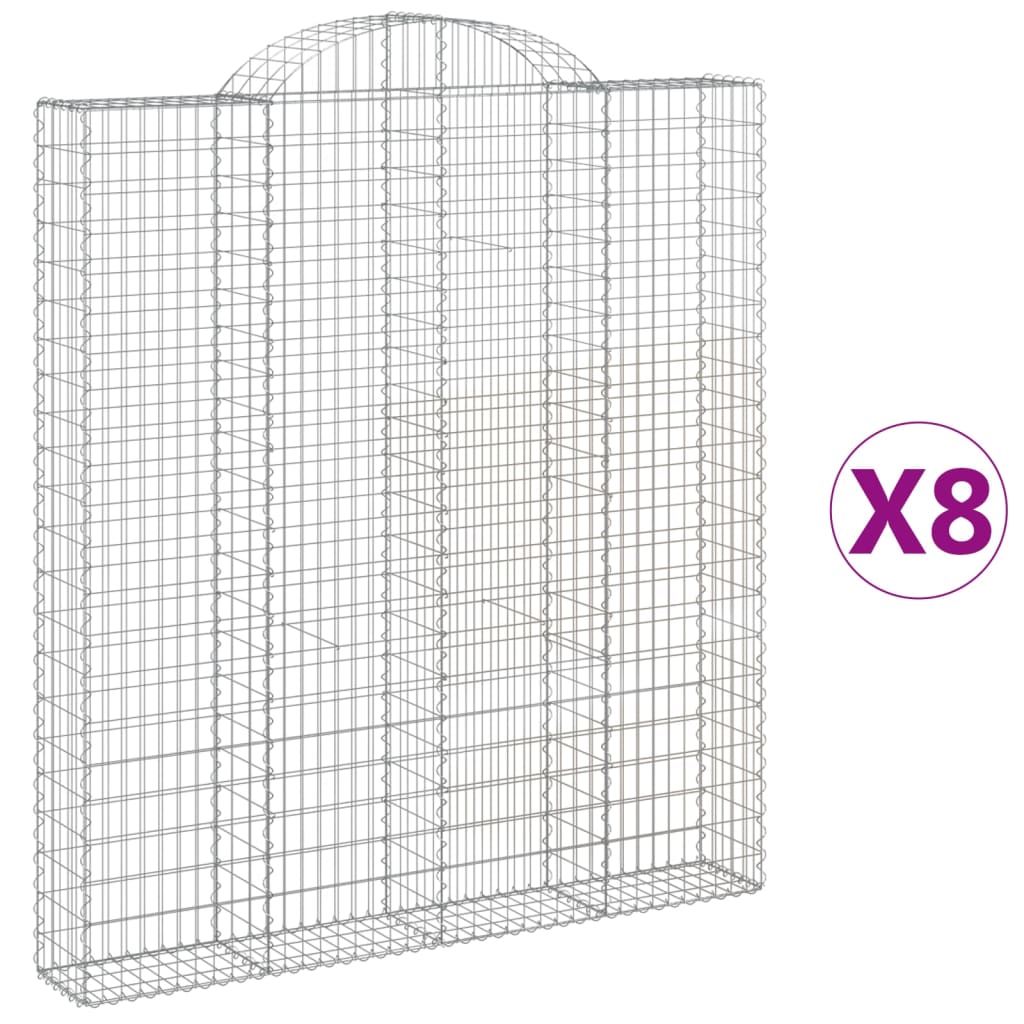 vidaXL Paniers à gabions arqués 8 pcs 200x30x220/240 cm fer galvanisé