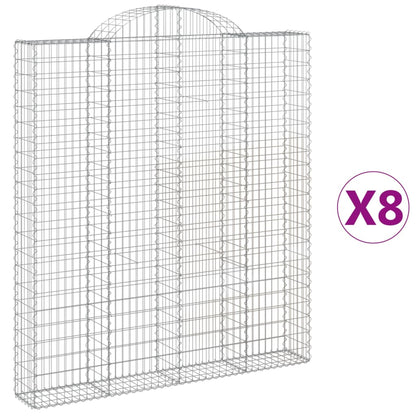vidaXL Paniers à gabions arqués 8 pcs 200x30x220/240 cm fer galvanisé