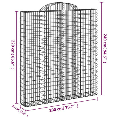 vidaXL Paniers à gabions arqués 8 pcs 200x30x220/240 cm fer galvanisé