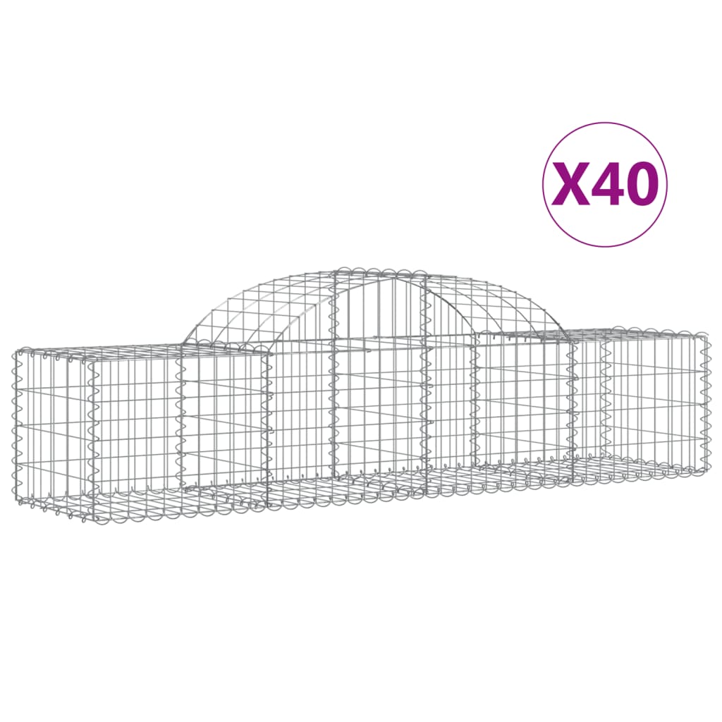 vidaXL Paniers à gabions arqués 40 pcs 200x50x40/60 cm fer galvanisé