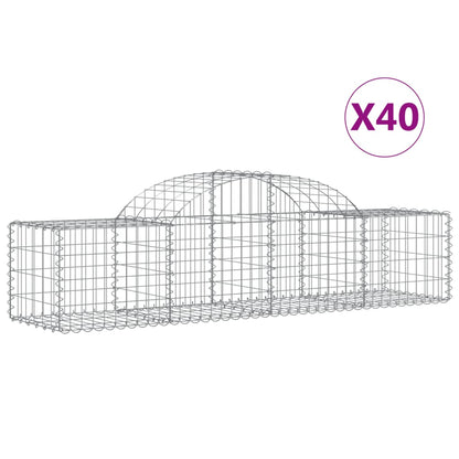 vidaXL Paniers à gabions arqués 40 pcs 200x50x40/60 cm fer galvanisé