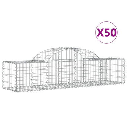 vidaXL Paniers à gabions arqués 50 pcs 200x50x40/60 cm fer galvanisé