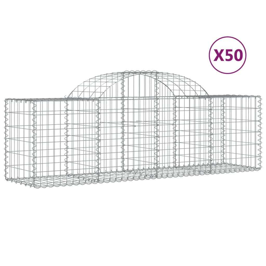 vidaXL Paniers à gabions arqués 50 pcs 200x50x60/80 cm fer galvanisé