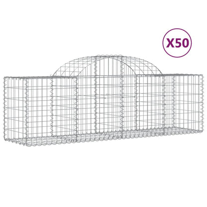 vidaXL Paniers à gabions arqués 50 pcs 200x50x60/80 cm fer galvanisé
