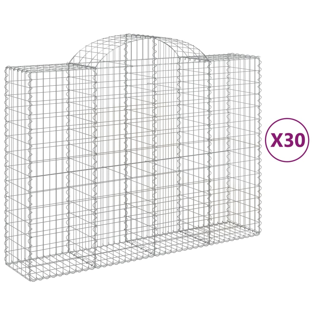vidaXL Paniers à gabions arqués 30 pcs 200x50x140/160 cm Fer galvanisé