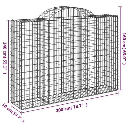 vidaXL Paniers à gabions arqués 40 pcs 200x50x140/160 cm Fer galvanisé