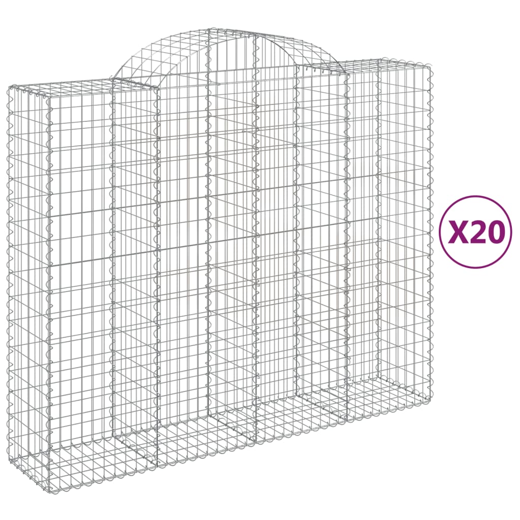 vidaXL Paniers à gabions arqués 20 pcs 200x50x160/180 cm Fer galvanisé